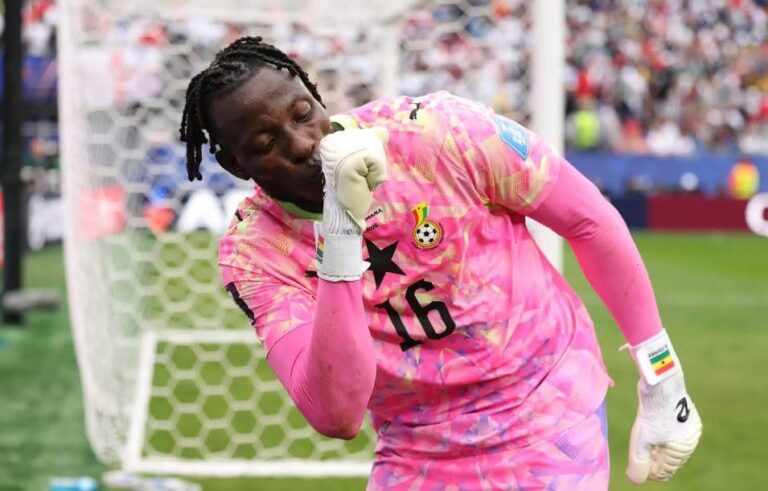 Ghana's Benjamin Asare celebrating after massive showdown at the world cup.