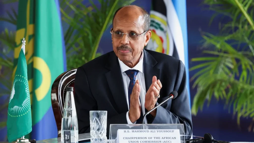 AU Commission Chairperson Mahmoud Ali Youssouf addresses the 52nd Permanent Representatives’ Committee (PRC) session, calling on African Union Member States to strengthen regional cooperation in tackling security challenges, health emergencies and economic pressures facing the continent. | AU