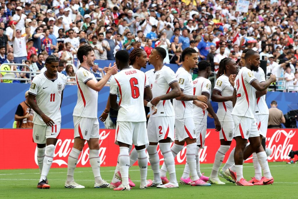England players celebrate after defeating France 6-4 in a thrilling 2026 FIFA World Cup third-place playoff in Miami. Photo FIFA