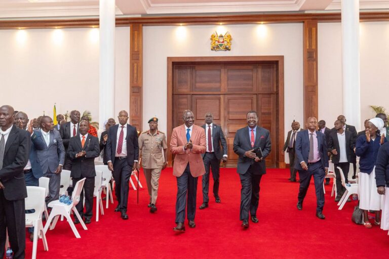 President William Ruto addresses leaders of the Friends Church at State House, Nairobi, where he announced KSh600 million for student hostels and a peace centre at Kaimosi Friends University. Photo. Handout